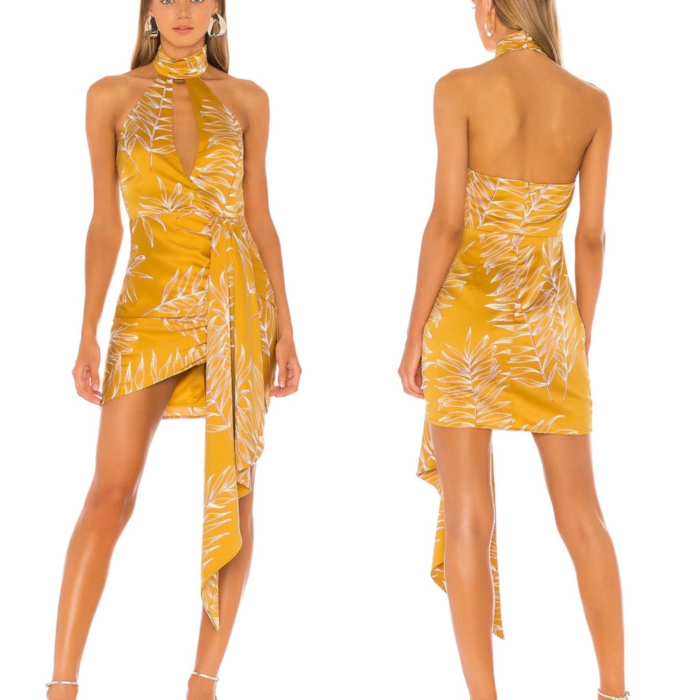 Camila Coelho Antonia Mini Dress in Gold Tropical
